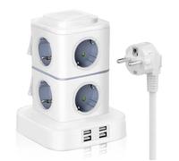 Tour Multiprise Électrique,Multiprise Parasurtenseur Parafoudre avec 8 Prises et 4 Ports USB,Multiprise USB 2500W avec Interrupteur