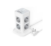 Tour Multiprise Parafoudre et Surtension 8 Sortie AC avec 4 USB, Prise Multiple 3600W avec Interrupteur et Rallonge Electrique 2 Mètres, Convient