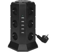 Tour Multiprise Parasurtenseur Parafoudre 12 Prises avec 5 USB 4,5A Ports - Cordon de 2m - Noir