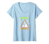Tour ou trigonométrie pour Professeur de mathématiques d'halloween T-Shirt avec Col en V, Femme, Bleu Céleste, XL