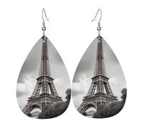 Tour Paris Boucle D'Oreille Double Face Boucles D'Oreilles En Cuir Légères Pendantes Pour Quotidien Femme