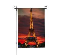 Tour Paris Impression Patio Jardin Drapeau Double Face Polyester Décor Vertical Cadeau de Vacances pour Porche et Cour