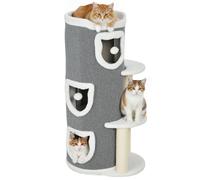 Tour pour chat à 4 niveaux arbre à chat stable avec griffoirs en sisal et bord en peluche 2 plateformes 50x36x101cm gris