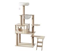 Tour pour chat avec griffoir et lit, grimpeur d'intérieur en bois, facile à installer, avec boule de suspension, convient aux petits et grands chats