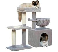 Tour pour Chat D'intérieur, Arbre à Grimper Stable avec Poteau à Griffer, 2 Maisons pour Chat, Hamac, échelle Et Zone De Repos Gray