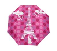 Tour Rose De Paris Parapluie Pliable Pliant à Ouverture Automatique Parapluies Pliant Coupe-Vent pour Voyager Plage Femmes Enfants Homme Fille