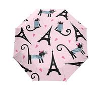 Tour Rose De Paris Parapluie Pliable Pliant à Ouverture Automatique Parapluies Pliant Coupe-Vent pour Voyager Plage Femmes Enfants Homme Fille