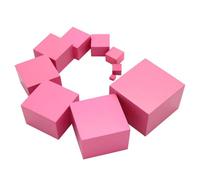 Tour rose - Ensemble de jouets empilables en bois - Jeu éducatif préscolaire - Outil de coordination œil-main - Cadeau pour l'enseignement des mathématiques et le développement sensoriel pour les