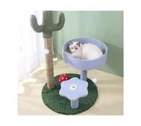 Tour spacieuse pour chat en forme de cactus - Perchoirs en peluche et poteaux à griffer, arbre d'escalade d'intérieur stable pour chats, niche confortable avec design lumineux, parfait pour jouer et