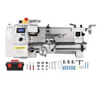 Tour VEVOR 210x350mm, Tour métal petit 650W, Mini tour avec gamme de filetage de 10-44 TPI, Tour métal petit avec montant revolver 4 voies