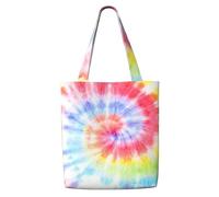 Tourbillon en spirale arc-en-ciel tie-dye,Sacs d'épicerie réutilisables, sacs fourre-tout de grande capacité, sac à bandoulière en toile