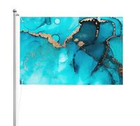 Tourbillons dorés abstraits tendance bleu sarcelle,Drapeau de jardin, bannière décorative, drapeau double face, 2 x 3 pieds, pour extérieur et intérieur