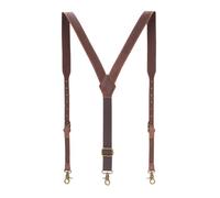 Tourbn TOURBON Bretelles robustes en cuir véritable pour homme Bretelles réglables en forme de Y 3 cm de large, marron, taille unique