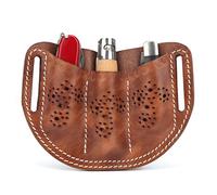 TOURBON Cuir Poche Couteau Ceinture Poche 3 Fentes EDC Multitool Organisateur Gaine Porte-Stylo