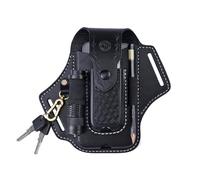 Tourbon Étui multifonction en cuir pour ceinture EDC Poche de téléphone pour homme avec lampe de poche, porte-stylo et porte-clés Noir