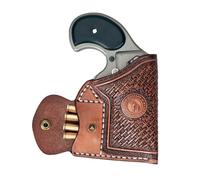 TOURBON Étui pour pistole en cuir véritable, petit étui discret pour armes de poing avec poche pour cartouches