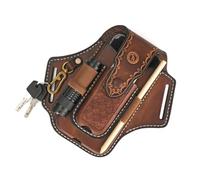Tourbon - Gaine en cuir pour outils multifonctions pour ceinture EDC - Organiseur de poche pour téléphone pour hommes avec lampe de poche, porte-stylo et porte-clés