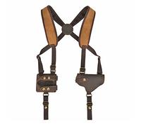 TOURBON Holster d'épaule réglable en toile et cuir avec double poche pour chargeur pour pistolet