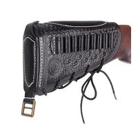 TOURBON - Pochette de munitions pour Fusil en Cuir de Vache, Repose-Joue réglable, Support de Coque pour Cartouches 30.06, 30.30, 308, Noir