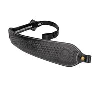 Tourbon Sangle de transport rembourrée en cuir de vache avec trou de repos Noir