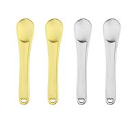 Toureal 4 Pièces Metal Mini Spatule Cosmétique, Petite Spoon, Cuillere - pour Spatule Creme Visage, Spatule masque (Argent & Or)