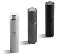 Toureal Lot de 3 atomiseurs de parfum en aluminium rechargeables vides, 8 ml, vaporisateurs de parfum à bandes aiguilles, flacon de voyage pour les déplacements (argenté, noir, gris profond)