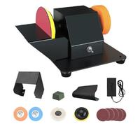 Touret à Meuler Double 250W & Mini Polisseuse Electrique 2-en-1, Meuleuse d'Établi Ponceuse Polisseuse, avec Meules Fine/Grossière, Disque à Polir, pour dérouiller le Métal, Poncer le Bois