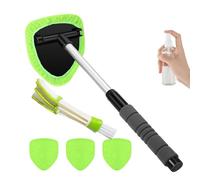 Tourgoing Windshield Cleaning Tool, Microfiber Car Window Cleaner, Windshield Cleaner Tool, with 4 Reusable and Washable Microfiber Pads and Extendable Handle (Green)