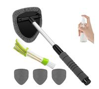Tourgoing Windshield Cleaning Tool, Microfiber Car Window Cleaner, Windshield Cleaner Tool, with 4 Reusable and Washable Microfiber Pads and Extendable Handle (Gray)