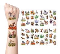 Tourima Lot de 10 feuilles de tatouages chevaux pour fille - 7 x 12 cm - Tatouages imperméables - Cadeau d'anniversaire d'enfant - Décoration pour les fans de chevaux