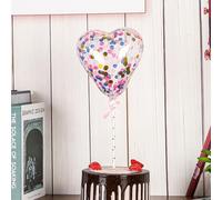 Tourima Lot de 5 ballons à confettis multicolores - Décoration de gâteau Happy Birthday - Ballons à l'hélium - Ballons en forme de cœur de 12,7 cm - Décoration de fête d'anniversaire et de mariage