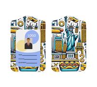 Tourist-Travel-USA-New-York Porte-badge vertical en cuir synthétique avec cordon pour Ofiice