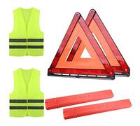TourKing Kit d'avertissement triangle de sécurité 4 en 1,Triangle d'avertissement d'urgence pour voiture et gilet de sécurité hautement réfléchissant,Pour voyage, pannes routières