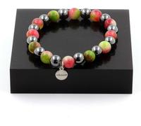 Tourmaline pastèque + bracelet de perles d'hématite 8 mm