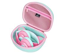 Tourmate Étui de Voyage Rigide pour Casque sans Fil Riwbox CT-7 CT-7S / iClever HS01 / FosPower Oreilles de Chat avec lumière LED pour Enfants, Sac de Transport de Protection (boîte Rose et Verte)