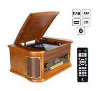 Tourn Disqu dl Platine Vinyle &Dab Bluetooth Vintage,Record Player Radio FM-Lecteur CD-MP3-Cassette, Lecteur USB et Encodage avec Ha