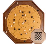 Tournament Crokinole et Dames, jeu de société officiel Crokinole de 76 cm avec surface de jeu de 66 cm, jeu de table du patrimoine canadien pour deux joueurs, jeux de dextérité Krokinole pour la