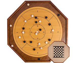 Tournament Crokinole et Dames, jeu de société officiel Crokinole de 76 cm avec surface de jeu de 66 cm, jeu de table du patrimoine canadien pour deux joueurs, jeux de dextérité Krokinole pour la