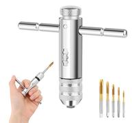 Tourne a Gauche Coffret Taraud, Porte Taraud Réversible à Cliquet, Cliquet Réglable Clé pour Porte-taraud à Poignée en T, HSS M3 M4 M5 M6 M8 Métrique Outils de Filetage pour Tarauds, Râpes, Tournevis