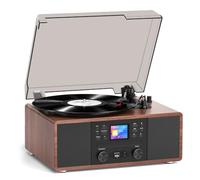 Tourne-disque 10 en 1 avec haut-parleurs, lecteur CD, radio Internet WiFi | Affichage couleur, enregistrement USB/SD, Bluetooth, 3 vitesses, télécommande et audio multimédia domestique du milieu du