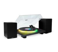 Tourne Disque 33/45/78 tours Bluetooth avec Plateau Lumineux LED - Big Ben PARTYBTTDLIGHT, avec Enceintes Thomson Bois 50W