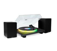 Tourne Disque 33/45/78 tours Bluetooth avec Plateau Lumineux LED - Big Ben PARTYBTTDLIGHT, avec Enceintes Thomson Bois 50W