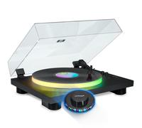 Tourne Disque 33/45/78 tours Bluetooth avec Plateau Lumineux LED - PARTYBTTDLIGHT, 6W RMS, Lumière OVNI LED