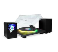 Tourne Disque 33/45/78 tours Bluetooth, Plateau Lumineux LED - PARTYBTTDLIGHT, Enceintes Bois 50W, Ampoule DIAMS