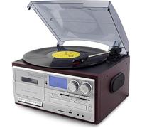 Tourne-disque avec haut-parleurs intégrés, lecteur CD et connectivité Bluetooth - Système audio vintage à 3 vitesses pour le divertissement