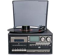 Tourne-disque Bluetooth 9 en 1 avec haut-parleurs intégrés, lecteur CD, radio AM/FM, 3 réglages de vitesse pour divertissement rétro