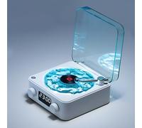 Tourne-Disque Bluetooth avec Haut-parleurs Stéréo et Lumière Ondulée, Tourne-Disque avec écran D'affichage, Lecteur CD pour Le Divertissement et la Décoration de la Maison (White)