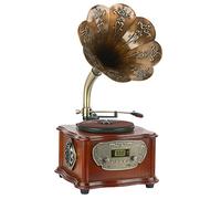Tourne-disque Bluetooth rétro avec haut-parleur intégré, radio USB/FM, entrée auxiliaire 3,5 mm pour vinyles vinyles design phonographe vintage
