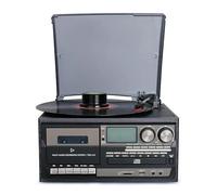 Tourne-disque Bluetooth vintage à 3 vitesses avec haut-parleurs intégrés, lecteur CD, radio AM/FM, lecteur SD/USB pour disques vinyles
