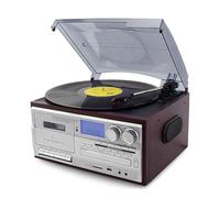 Tourne-disque Bluetooth vintage à 3 vitesses avec haut-parleurs intégrés, lecteur CD, radio AM/FM, lecteur SD/USB pour disques vinyles